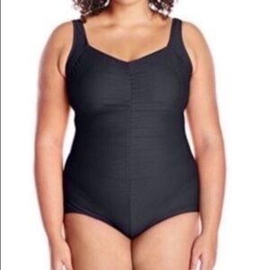 Maxine Ruched Front One Piece Swimsuit Black 14